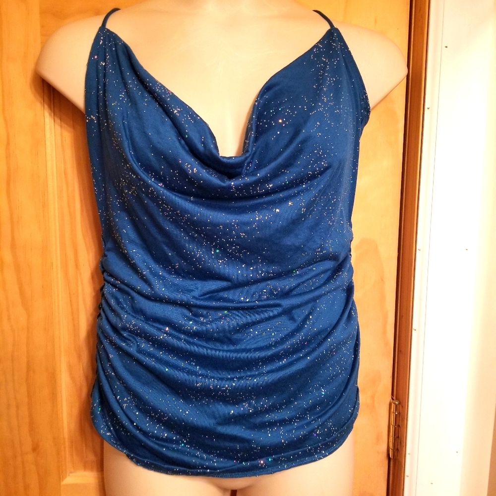 Teal Ruched Sparkle Top